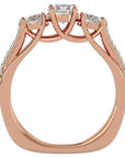 Inel de Logodnă Véronique din Aur 14k cu Trei Diamante Create în Laborator Pavè de 0.97 ct din 14k Aur Roz - Castelo.ro