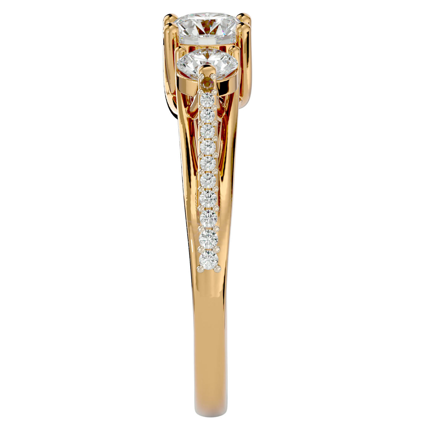 Inel de Logodnă Véronique cu Trei Moissanite Pavè de 0.97 ct din 18k Aur Galben - Castelo.ro