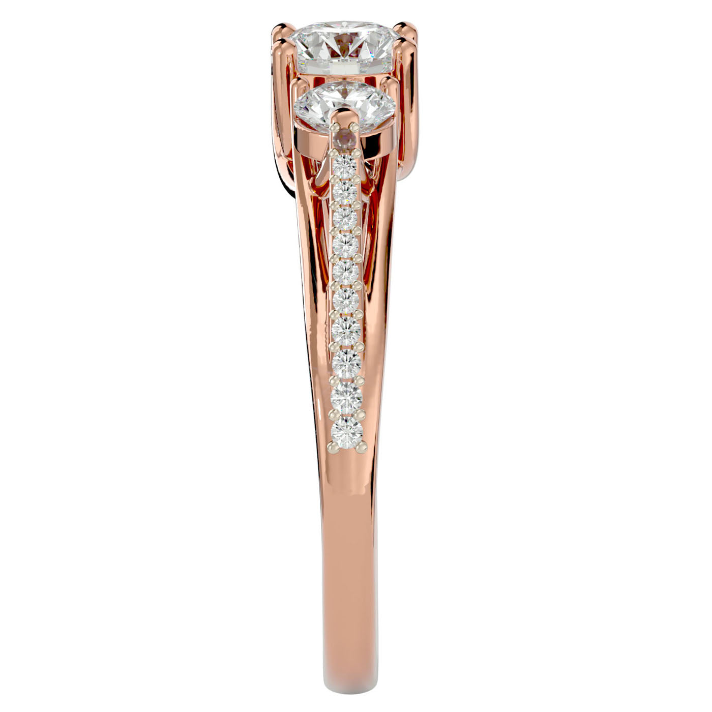 Inel de Logodnă Véronique cu Trei Moissanite Pavè de 0.97 ct din 18k Aur Roz - Castelo.ro