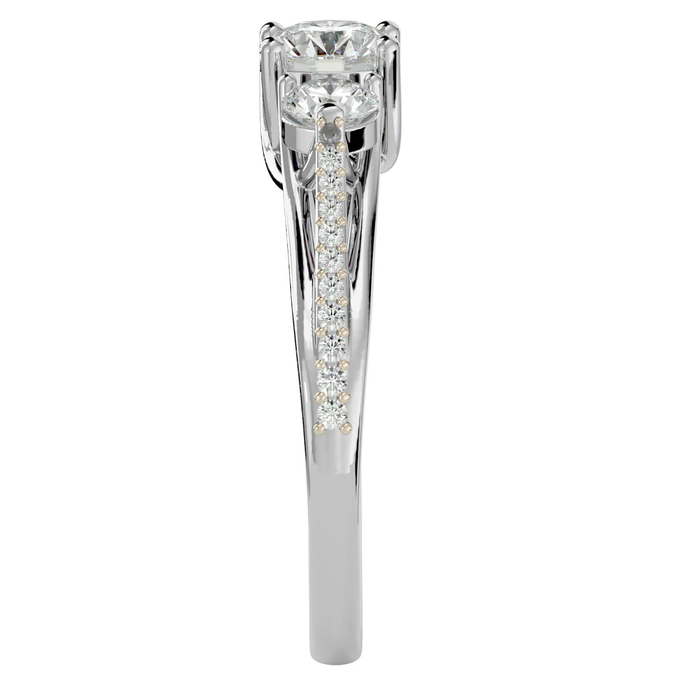 Inel de Logodnă Véronique cu Trei Moissanite Pavè de 0.97 ct din Platina - Castelo.ro