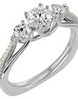 Inel de Logodnă Véronique cu Trei Moissanite Pavè de 0.97 ct din Platina - Castelo.ro