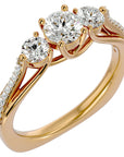 Inel de Logodnă Véronique din Aur 14k cu Trei Diamante Naturale Pavè de 0.97 ct din 14k Aur Galben - Castelo.ro