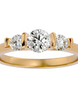 Inel Trei Diamante din Aur 14k Create în Laborator Montate Unic de 0.88 ct din 14k Aur Galben - Castelo.ro