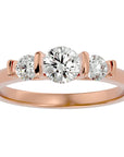 Inel Trei Diamante Create în Laborator Montate Unic de 0.88 ct din 18k Aur Roz - Castelo.ro