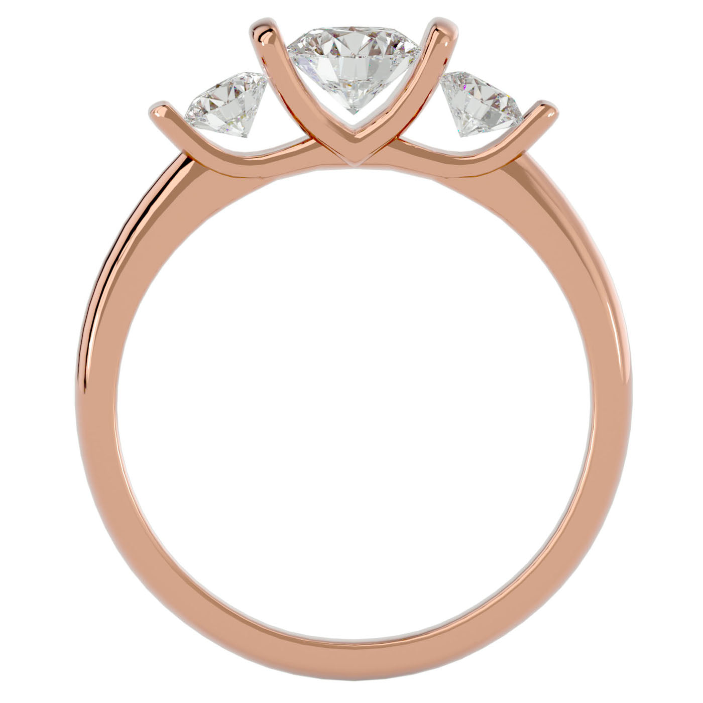 Inel Trei Diamante Naturale Montate Unic de 0.88 ct din 18k Aur Roz - Castelo.ro