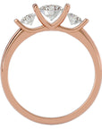 Inel Trei Diamante din Aur 14k Create în Laborator Montate Unic de 0.88 ct din 14k Aur Roz - Castelo.ro
