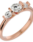 Inel Trei Diamante din Aur 14k Create în Laborator Montate Unic de 0.88 ct din 14k Aur Roz - Castelo.ro