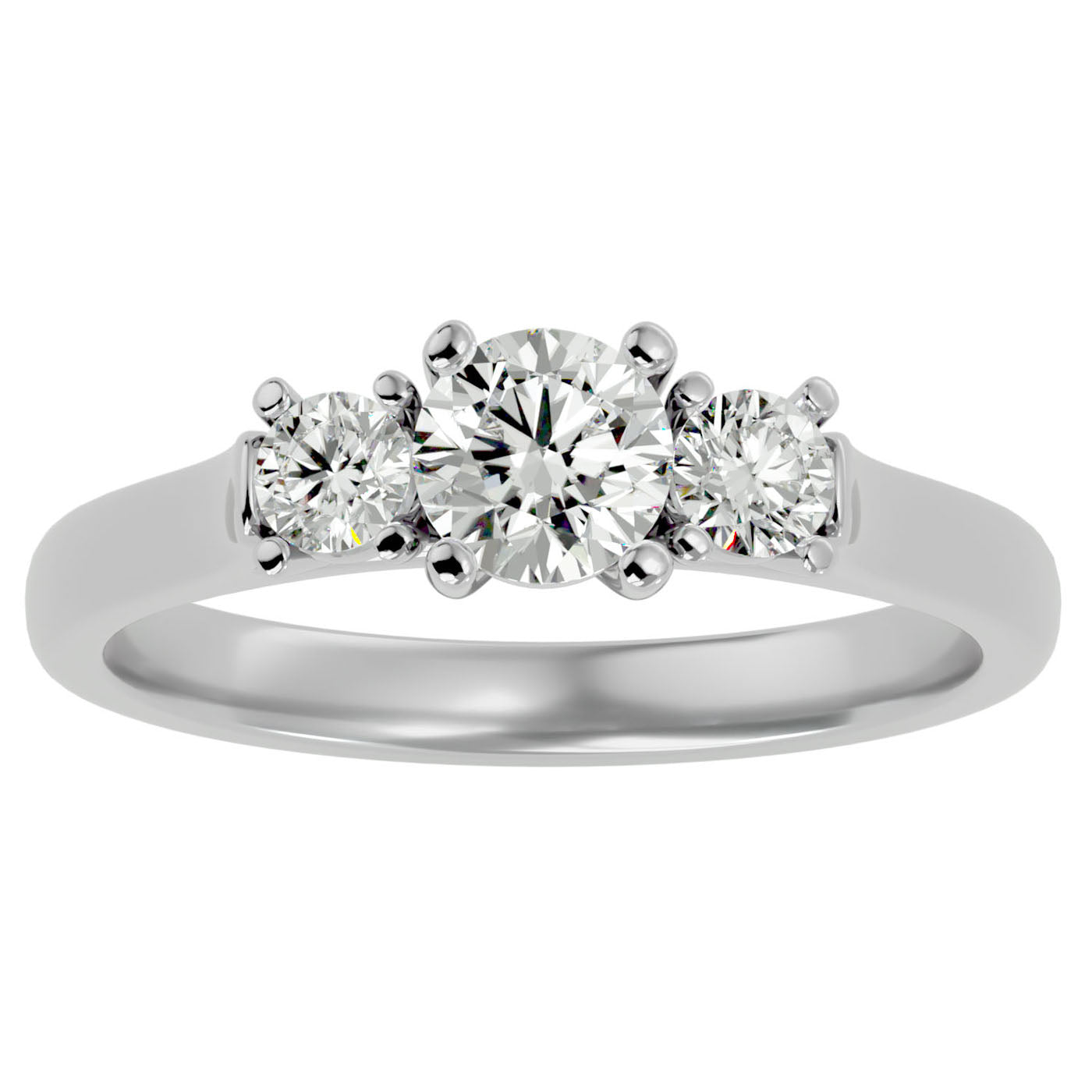 Inel de Logodnă Clasic cu Trei Moissanite de 0.82 ct din Platina - Castelo.ro