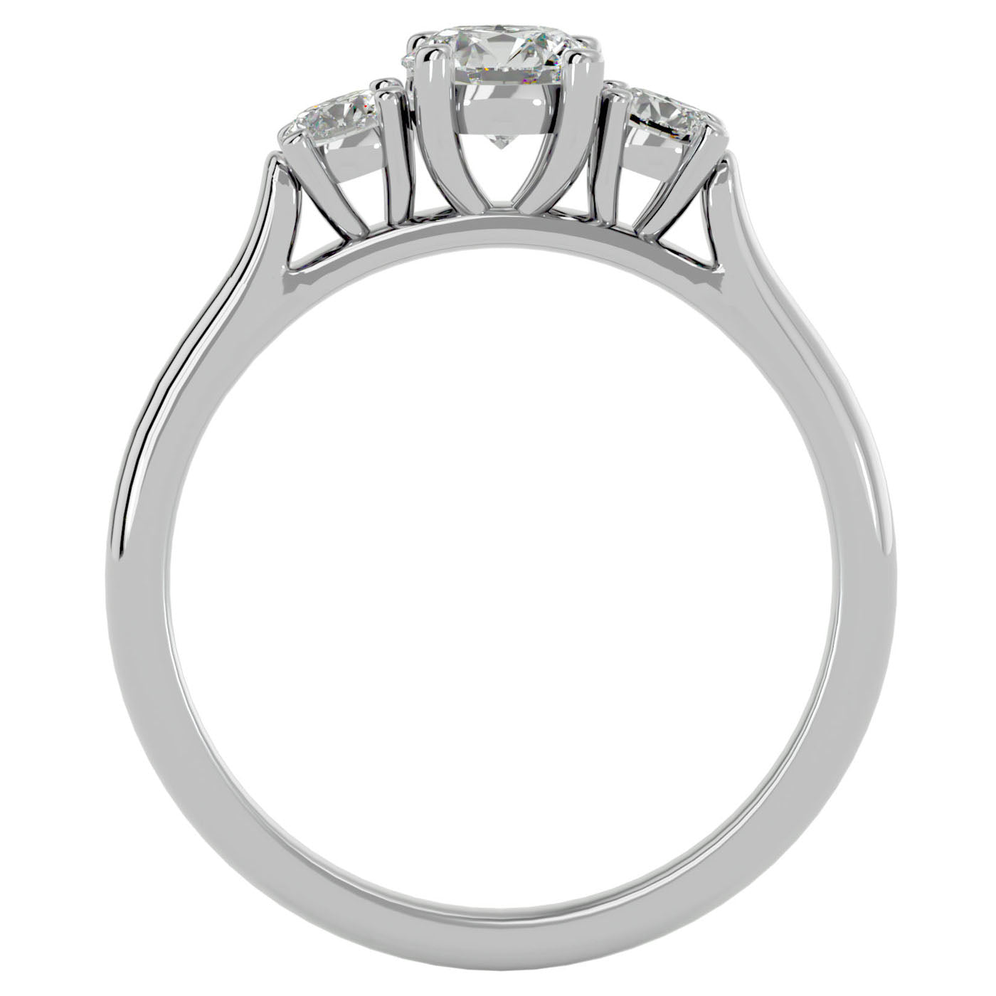 Inel de Logodnă Clasic cu Trei Moissanite de 0.82 ct din Platina - Castelo.ro