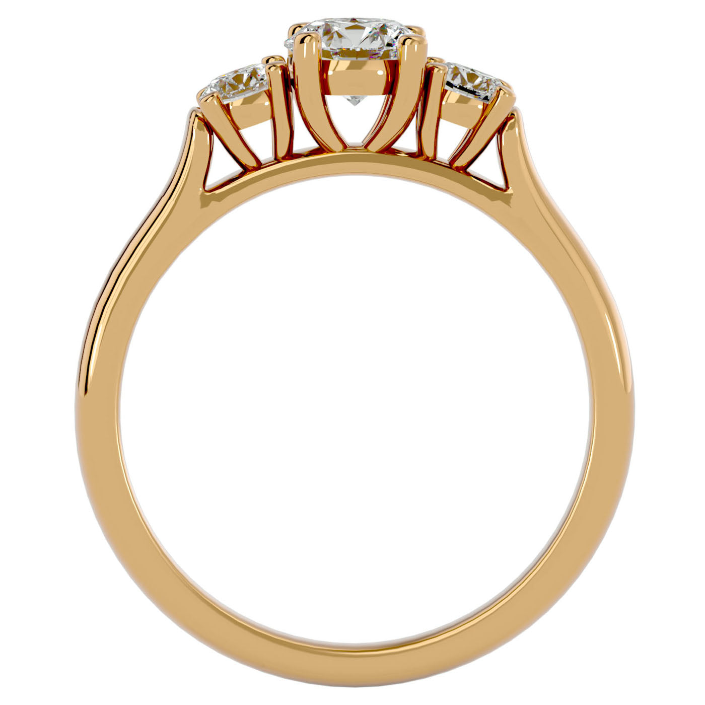Inel de Logodnă Clasic cu Trei Moissanite de 0.82 ct din 18k Aur Galben - Castelo.ro