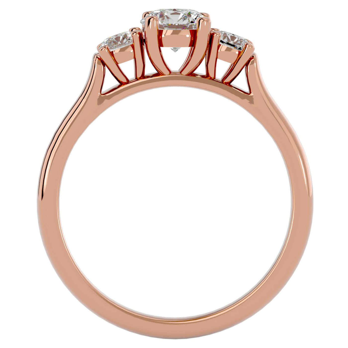 Inel de Logodnă Clasic cu Trei Diamante Naturale de 0.82 ct din 18k Aur Roz - Castelo.ro