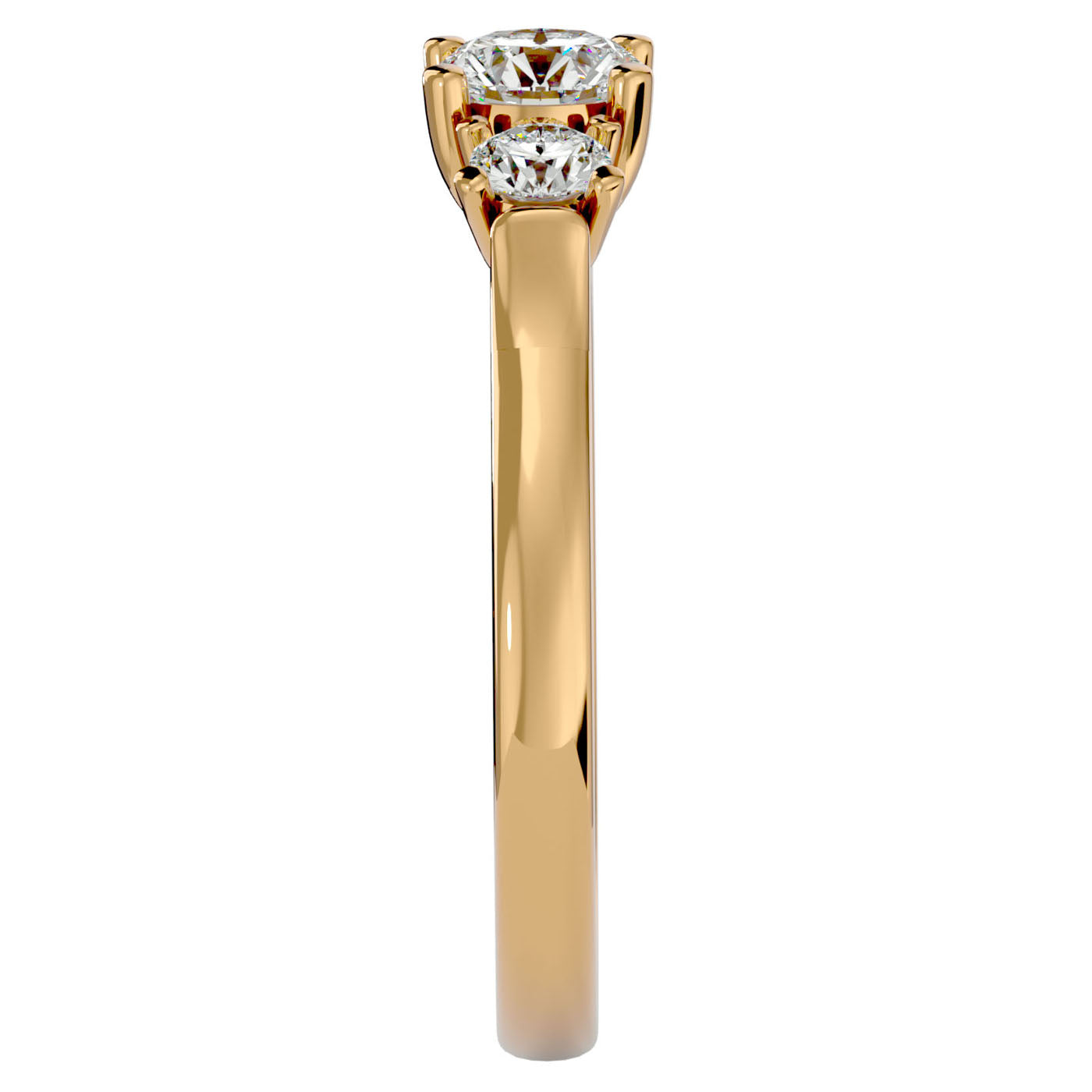 Inel de Logodnă Clasic cu Trei Moissanite de 0.82 ct din 18k Aur Galben - Castelo.ro