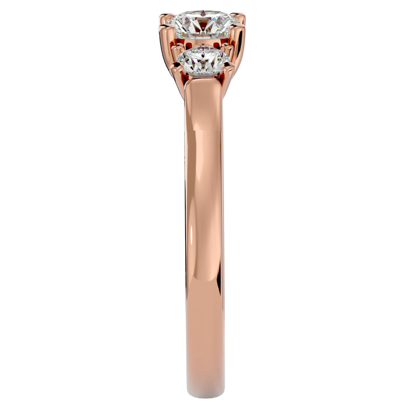 Inel de Logodnă Clasic cu Trei Moissanite de 0.82 ct din 18k Aur Roz - Castelo.ro
