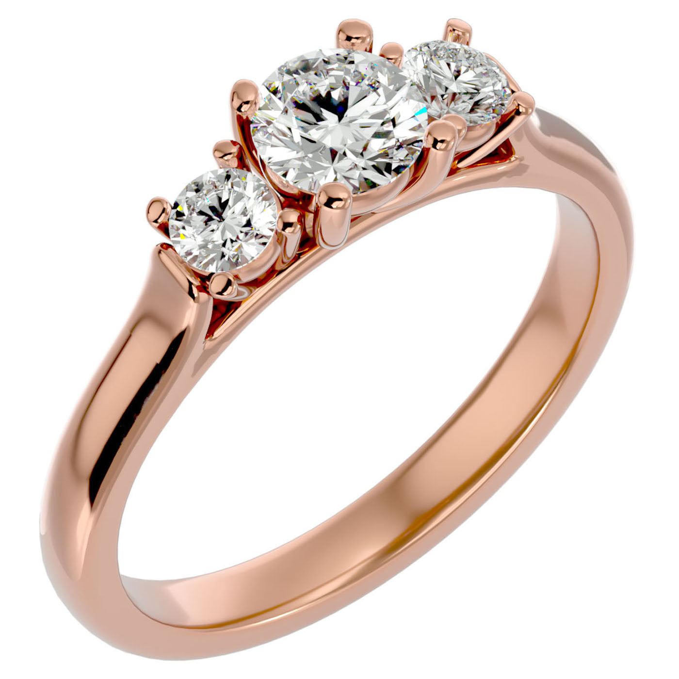 Inel de Logodnă Clasic cu Trei Moissanite de 0.82 ct din 18k Aur Roz - Castelo.ro