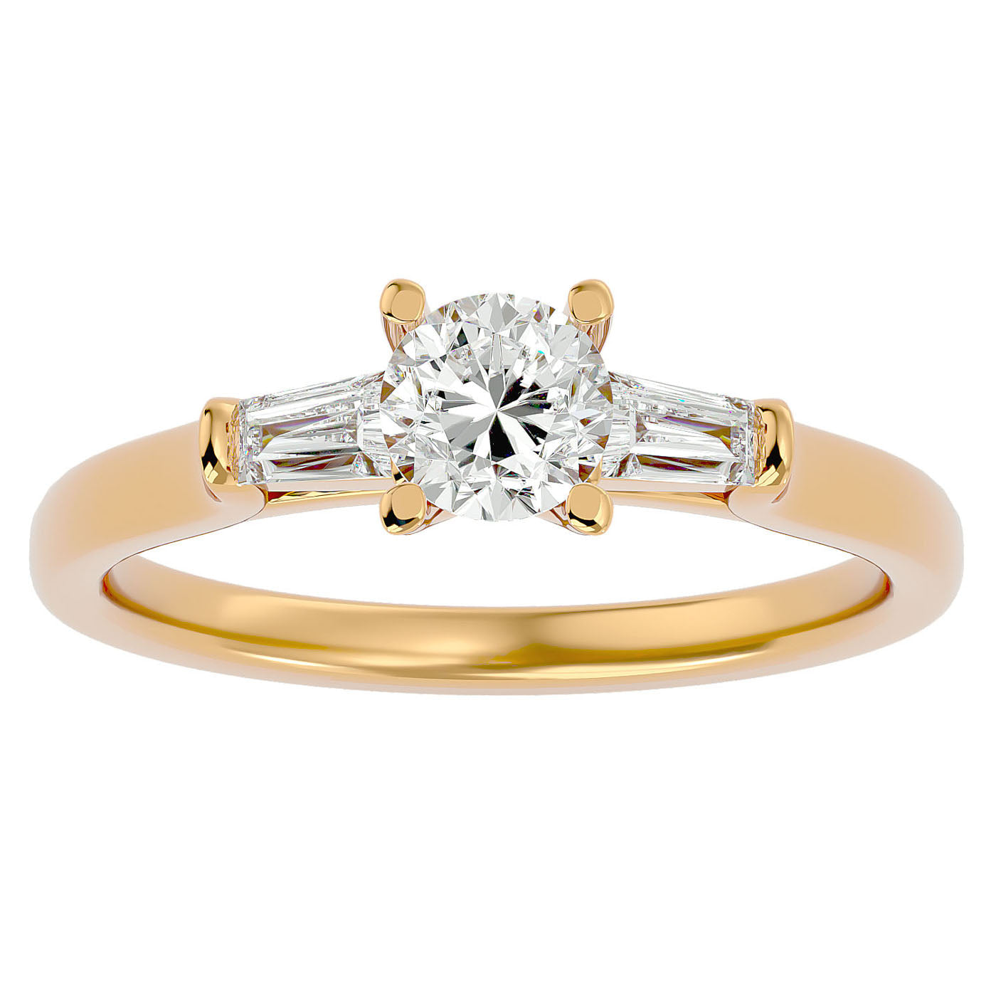Inel de Logodnă Béatrice cu Trei Moissanite de 0.95 ct din 18k Aur Galben - Castelo.ro