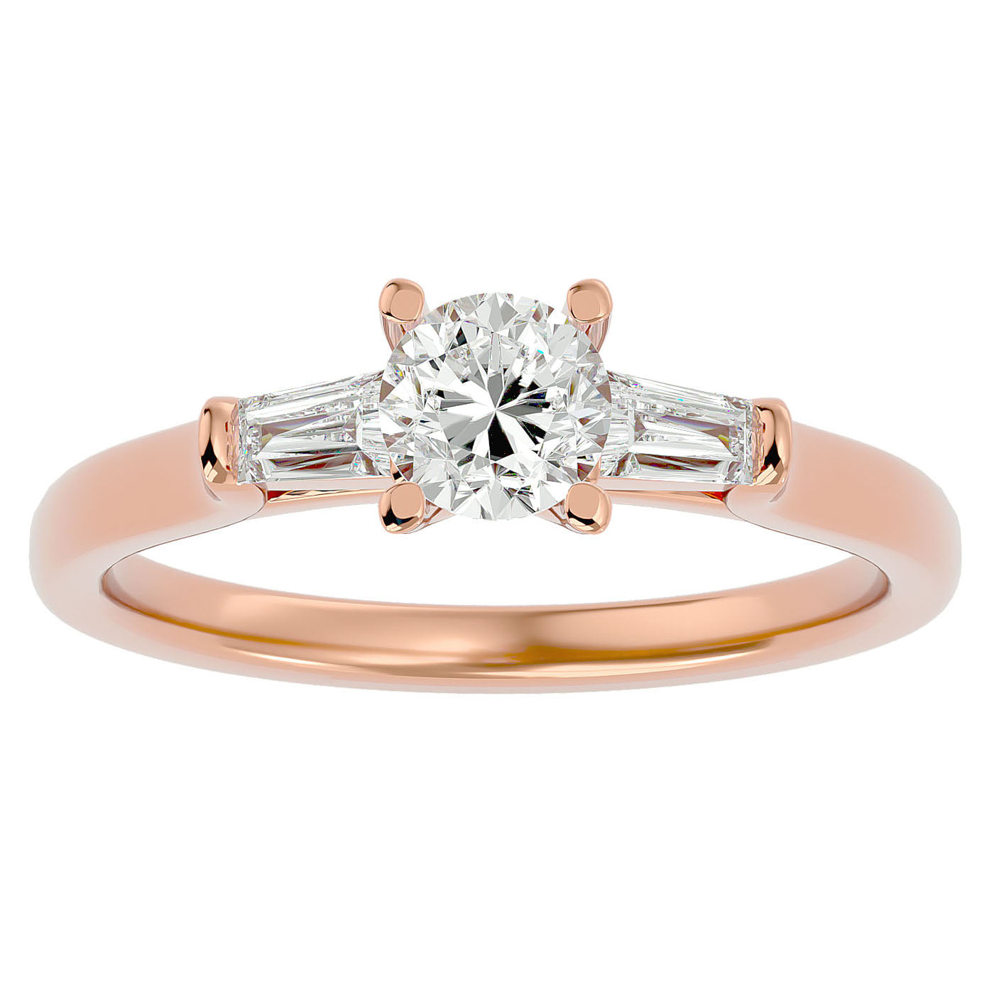 Inel de Logodnă Béatrice cu Trei Moissanite de 0.95 ct din 18k Aur Roz - Castelo.ro