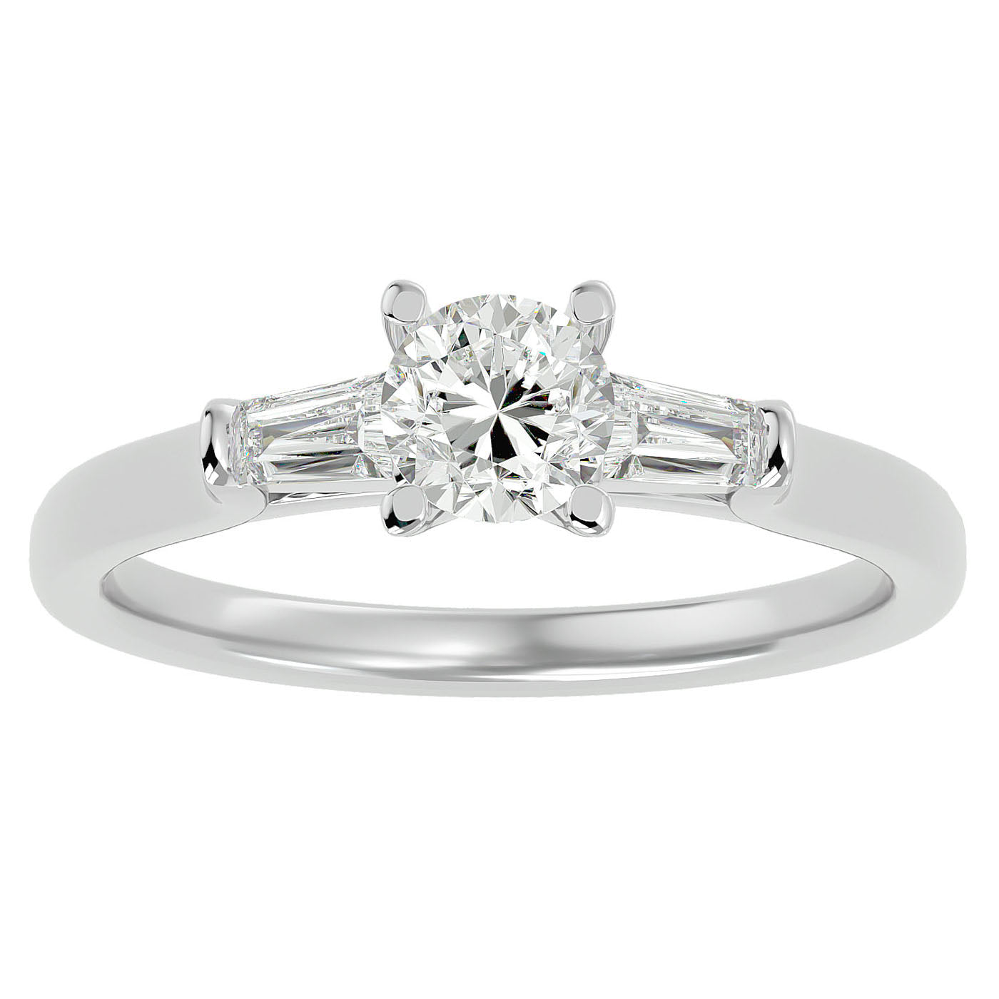 Inel de Logodnă Béatrice cu Trei Moissanite de 0.95 ct din Platina - Castelo.ro