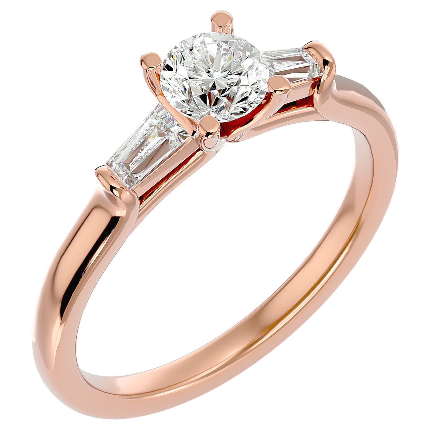 Inel de Logodnă Béatrice cu Trei Moissanite de 0.95 ct din 18k Aur Roz - Castelo.ro