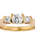 Inel Rosette cu Trei Diamante Create în Laborator de 0.88 ct din 18k Aur Galben - Castelo.ro