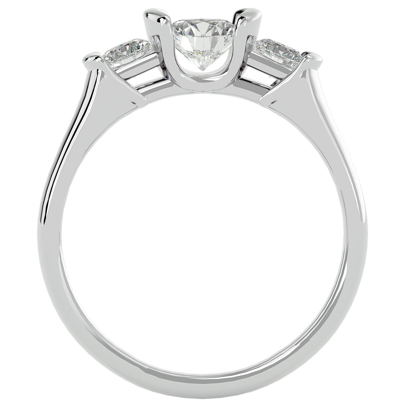 Inel Rosette cu Trei Moissanite de 0.88 ct din Platina - Castelo.ro