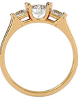 Inel Rosette cu Trei Diamante Create în Laborator de 0.88 ct din 18k Aur Galben - Castelo.ro