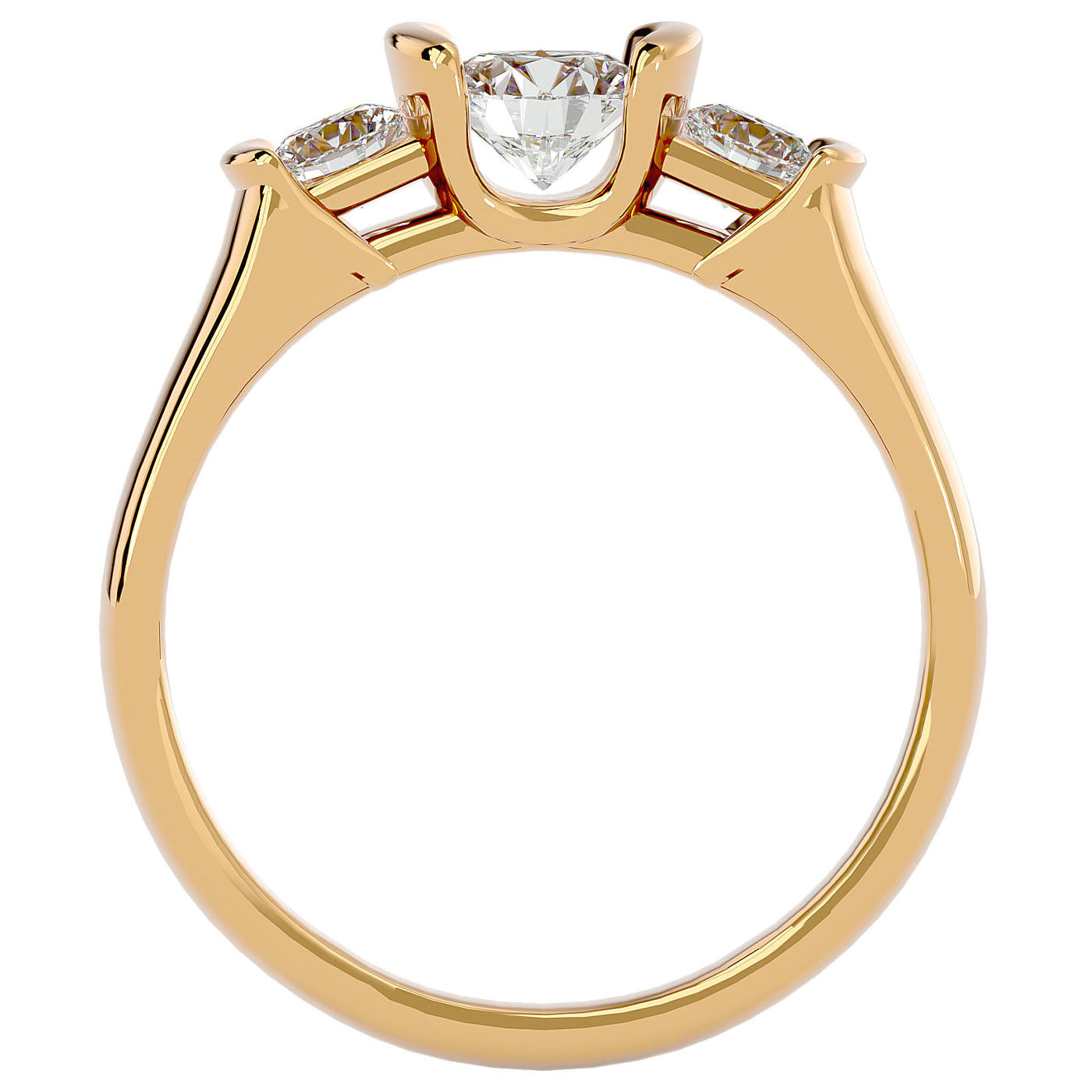Inel Rosette cu Trei Moissanite de 0.88 ct din 18k Aur Galben - Castelo.ro
