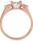 Inel Rosette cu Trei Diamante Create în Laborator de 0.88 ct din 18k Aur Roz - Castelo.ro