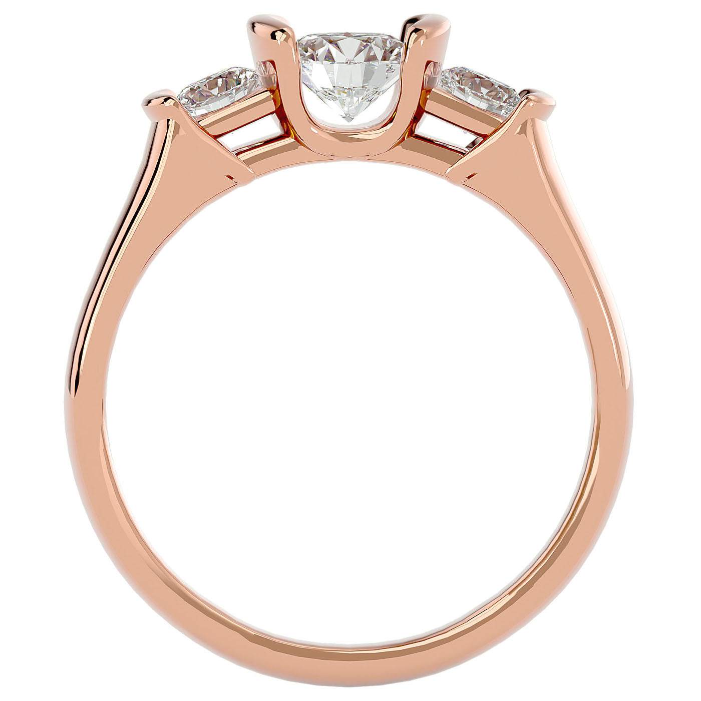 Inel Rosette cu Trei Moissanite de 0.88 ct din 18k Aur Roz - Castelo.ro