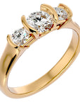 Inel Rosette cu Trei Diamante Naturale de 0.88 ct din 18k Aur Galben - Castelo.ro