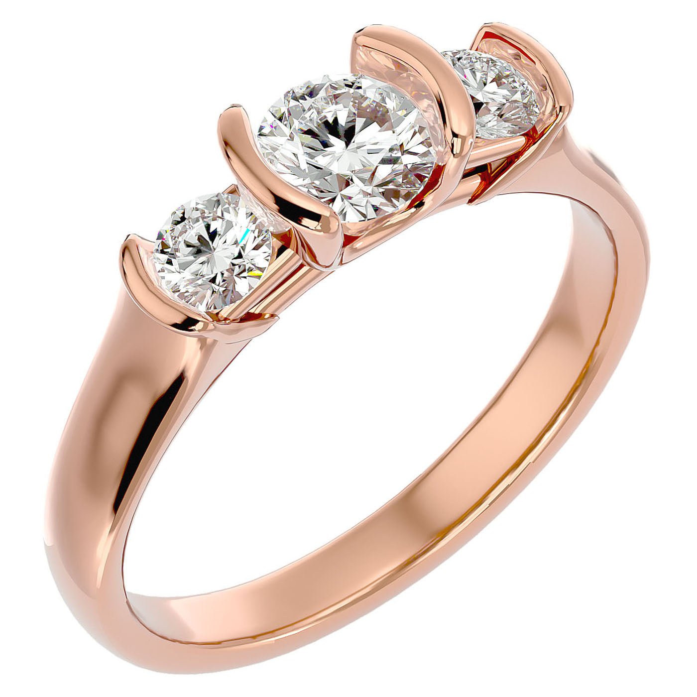 Inel Rosette cu Trei Moissanite de 0.88 ct din 18k Aur Roz - Castelo.ro