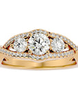 Inel de Logodnă Infinit din Aur 14k cu Trei Moissanite Pavè de 1.07 ct din 14k Aur Galben - Castelo.ro