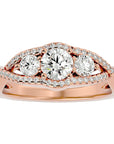 Inel de Logodnă Infinit cu Trei Diamante Create în Laborator Pavè de 1.07 ct din 18k Aur Roz - Castelo.ro