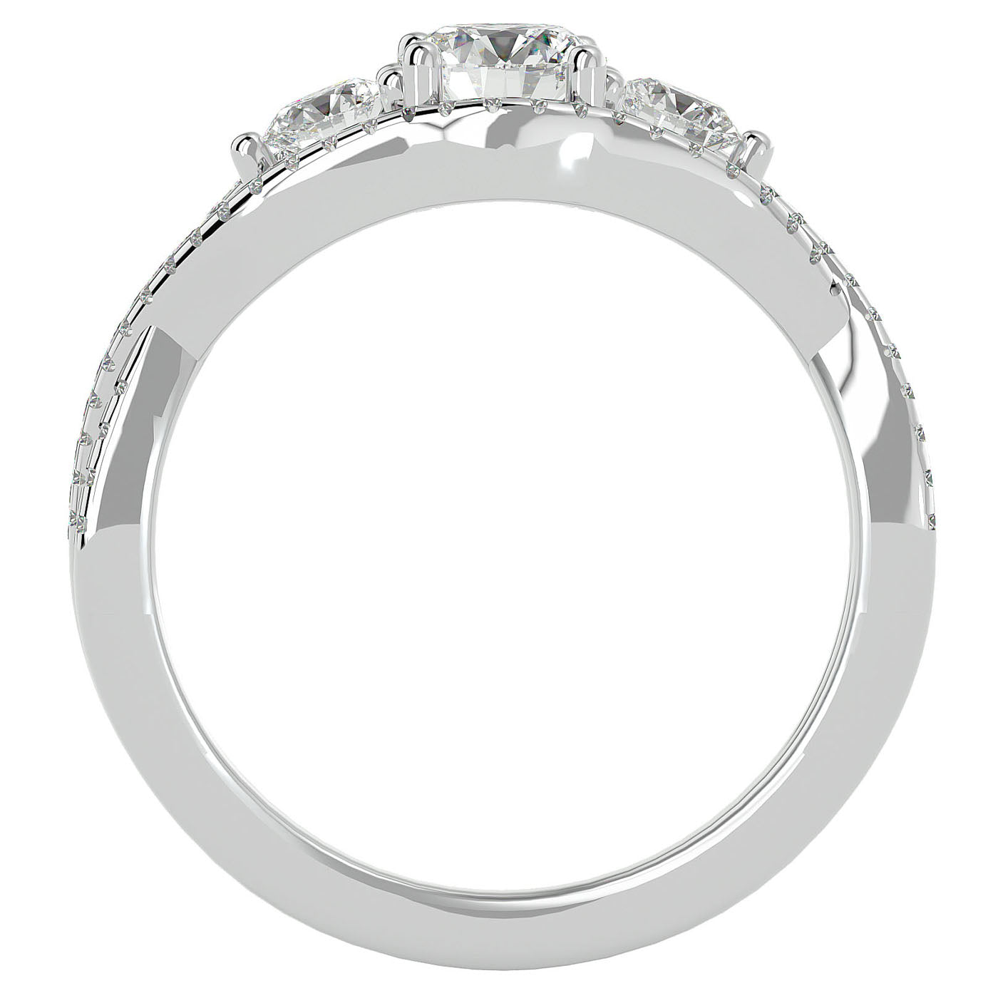 Inel de Logodnă Infinit din Aur 14k cu Trei Diamante Naturale Pavè de 1.07 ct din 14k Aur Alb - Castelo.ro