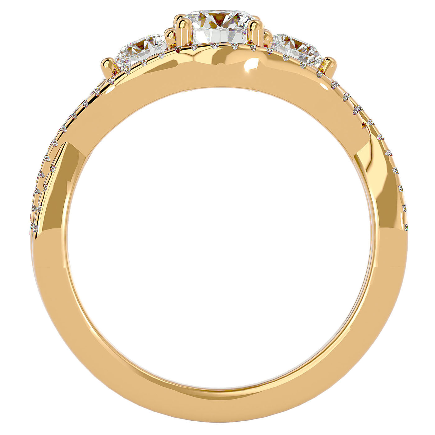 Inel de Logodnă Infinit din Aur 14k cu Trei Diamante Naturale Pavè de 1.07 ct din 14k Aur Galben - Castelo.ro
