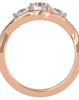 Inel de Logodnă Infinit cu Trei Diamante Create în Laborator Pavè de 1.07 ct din 18k Aur Roz - Castelo.ro