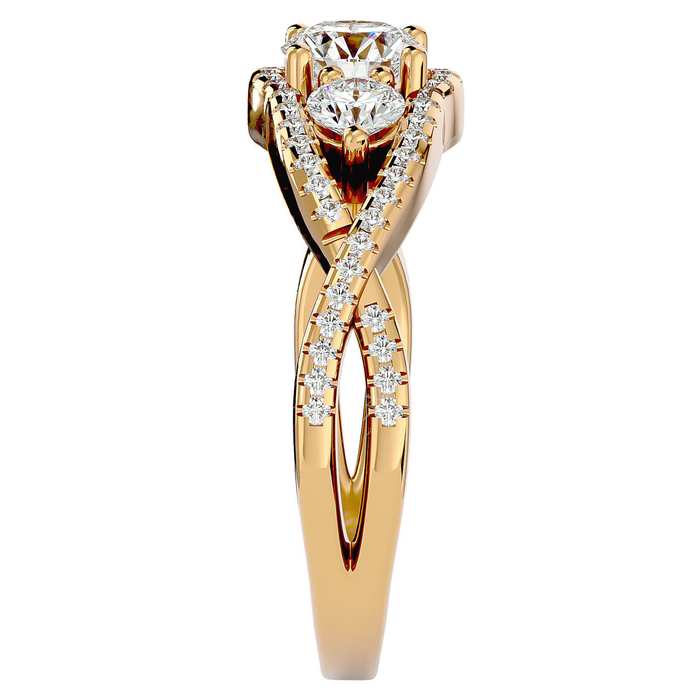 Inel de Logodnă Infinit din Aur 14k cu Trei Diamante Naturale Pavè de 1.07 ct din 14k Aur Galben - Castelo.ro
