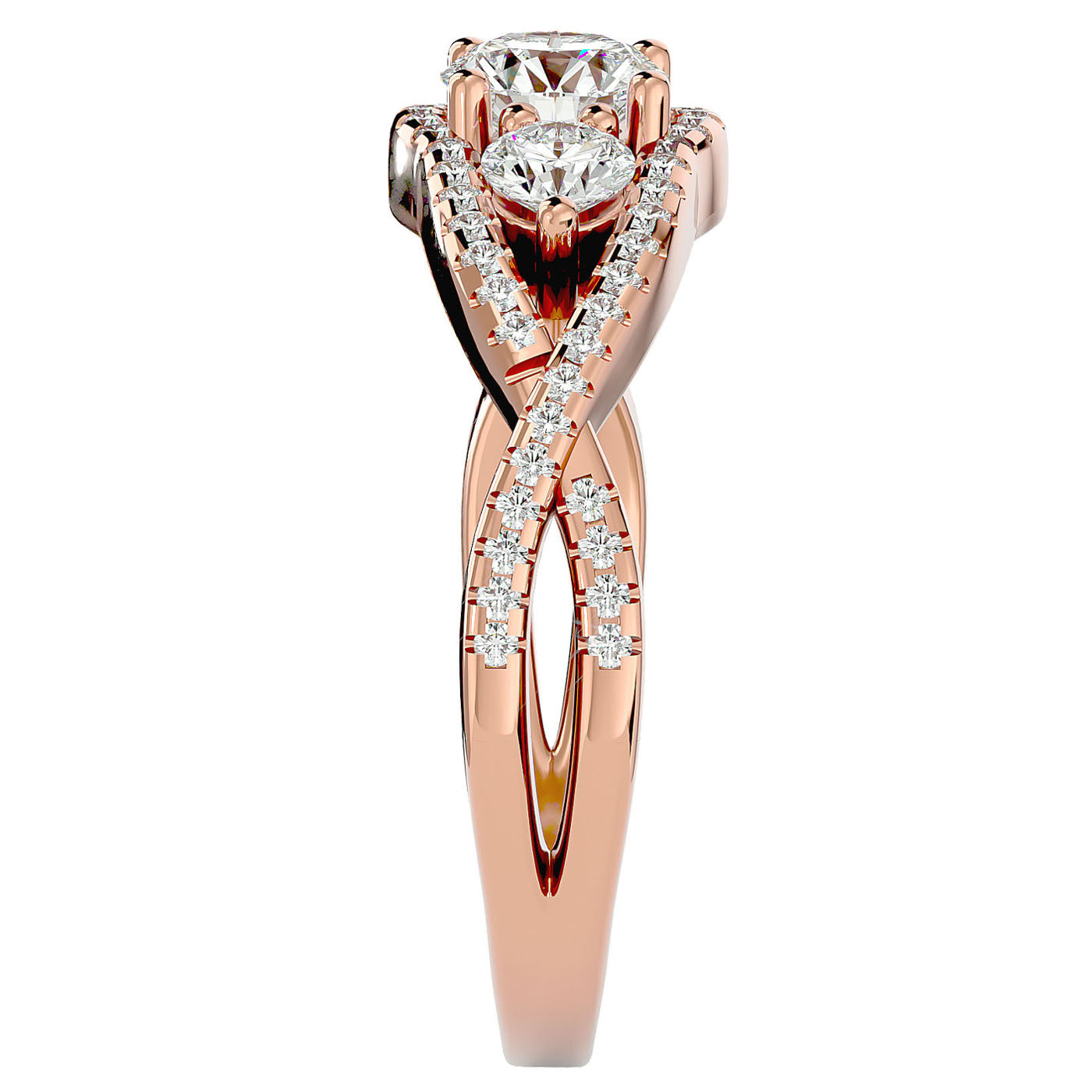 Inel de Logodnă Infinit din Aur 14k cu Trei Diamante Naturale Pavè de 1.07 ct din 14k Aur Roz - Castelo.ro