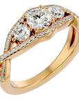 Inel de Logodnă Infinit din Aur 14k cu Trei Moissanite Pavè de 1.07 ct din 14k Aur Galben - Castelo.ro