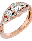 Inel de Logodnă Infinit din Aur 14k cu Trei Diamante Create în Laborator Pavè de 1.07 ct din 14k Aur Roz - Castelo.ro
