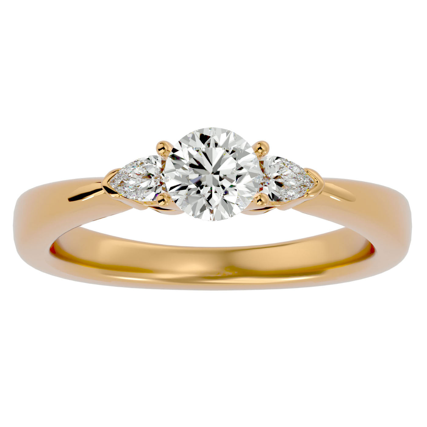 Inel de Logodnă Élise cu Trei Moissanite de 0.75 ct din 18k Aur Galben - Castelo.ro