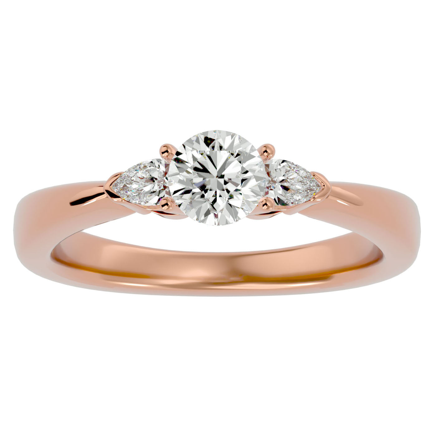 Inel de Logodnă Élise cu Trei Moissanite de 0.75 ct din 18k Aur Roz - Castelo.ro