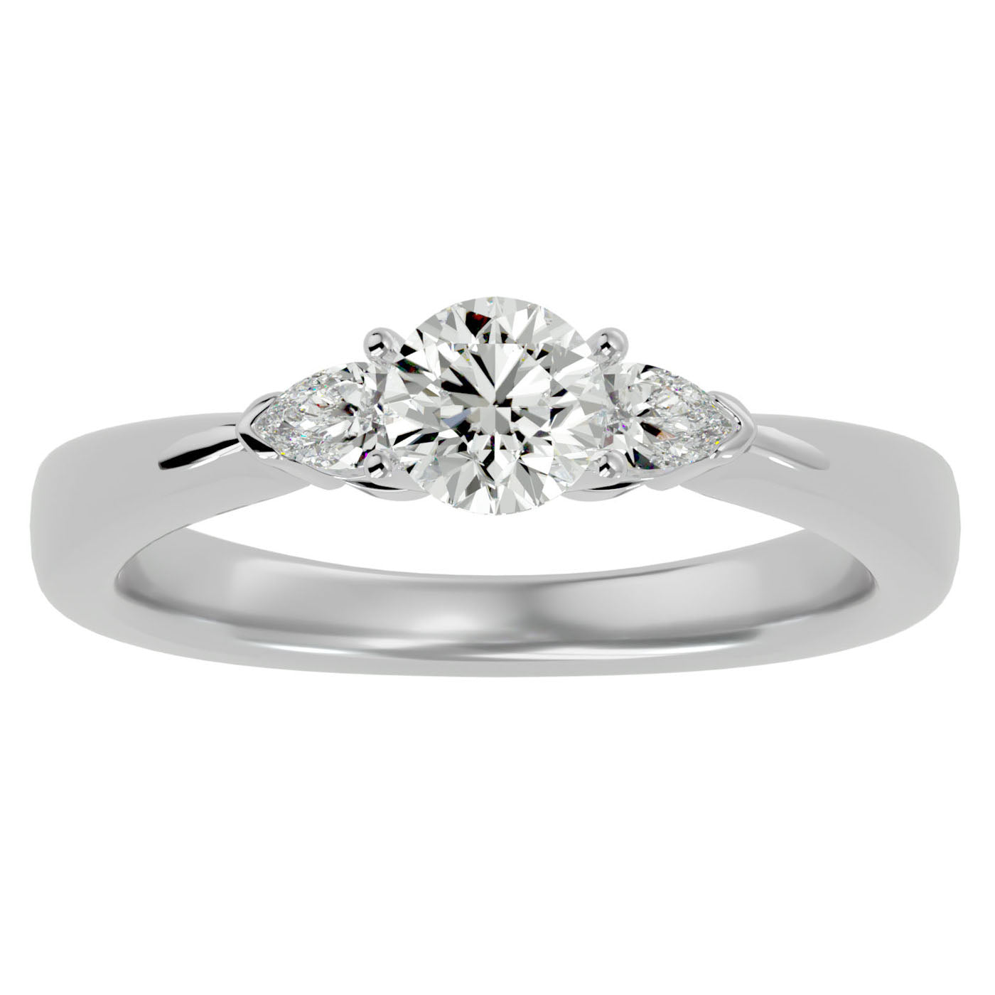 Inel de Logodnă Élise cu Trei Moissanite de 0.75 ct din Platina - Castelo.ro