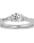 Inel de Logodnă Élise din Aur 14k cu Trei Diamante Naturale de 0.75 ct din 14k Aur Alb - Castelo.ro