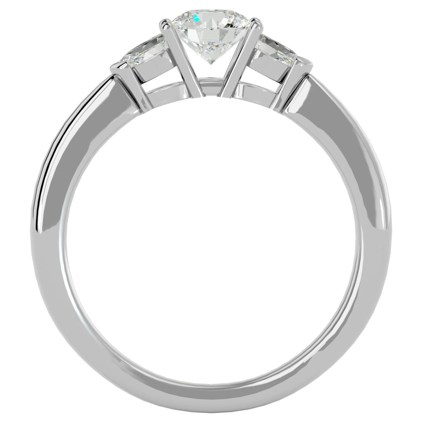 Inel de Logodnă Élise cu Trei Moissanite de 0.75 ct din Platina - Castelo.ro