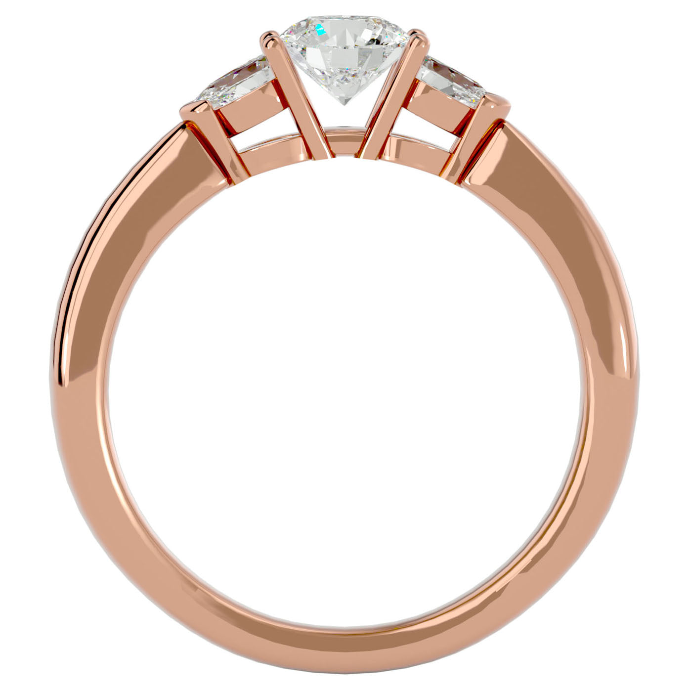 Inel de Logodnă Élise cu Trei Moissanite de 0.75 ct din 18k Aur Roz - Castelo.ro