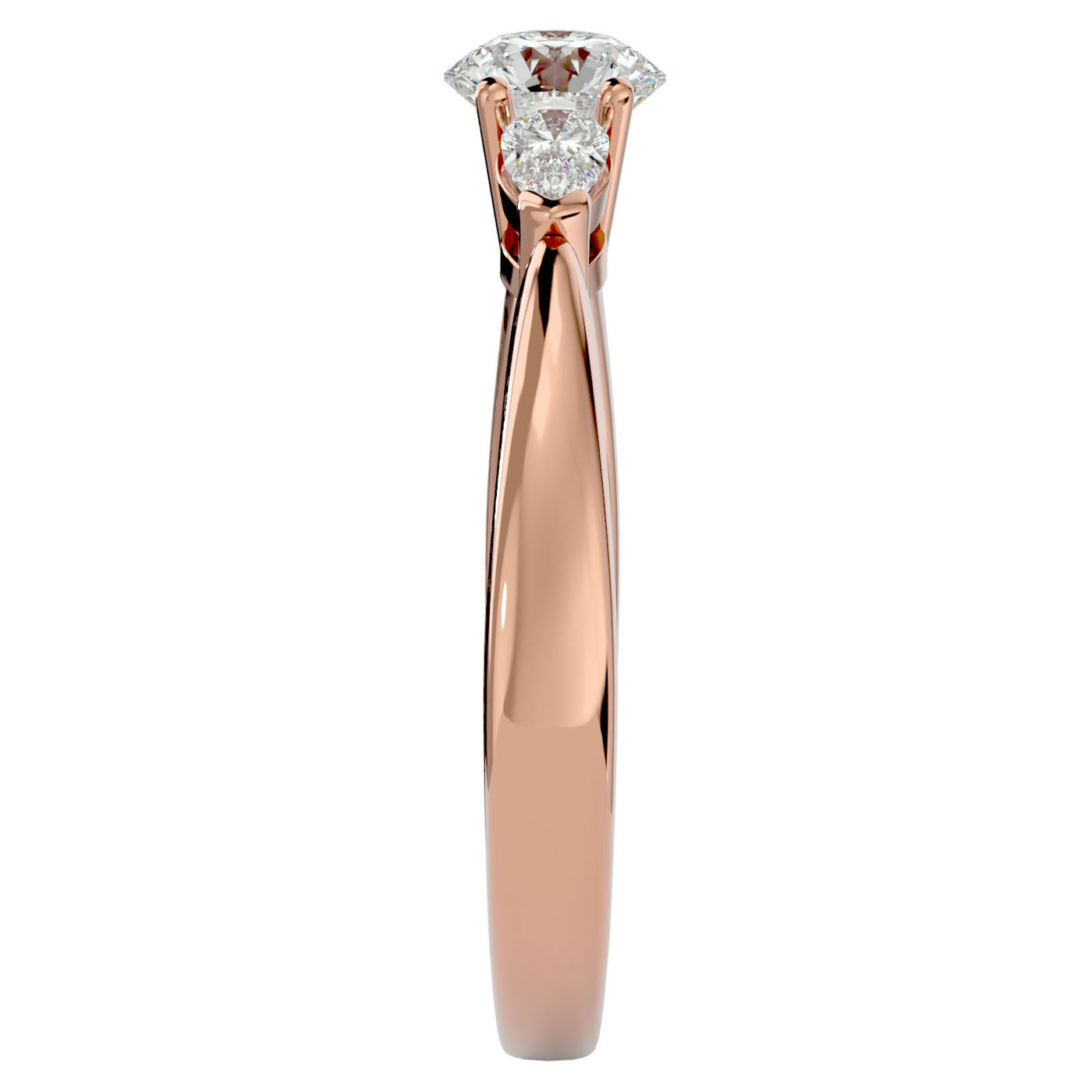Inel de Logodnă Élise cu Trei Moissanite de 0.75 ct din 18k Aur Roz - Castelo.ro