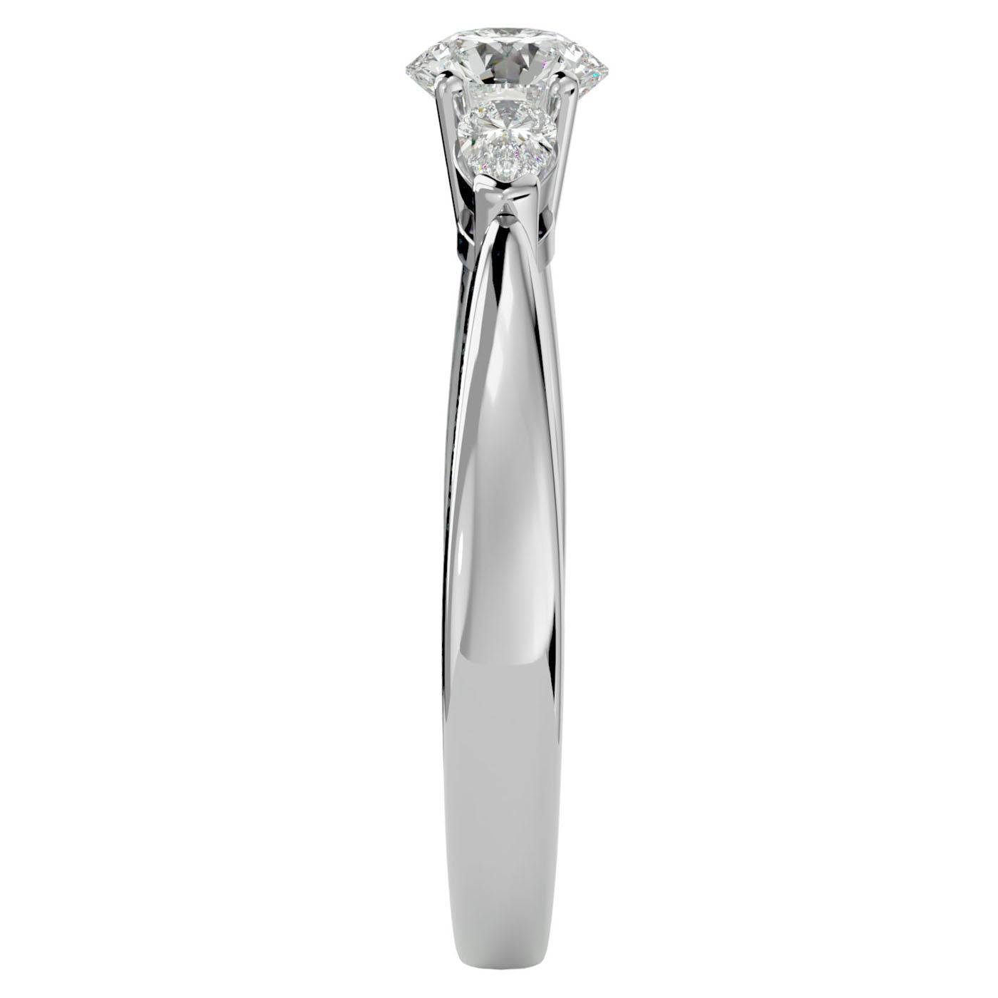 Inel de Logodnă Élise cu Trei Moissanite de 0.75 ct din Platina - Castelo.ro