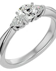 Inel de Logodnă Élise din Aur 14k cu Trei Diamante Naturale de 0.75 ct din 14k Aur Alb - Castelo.ro