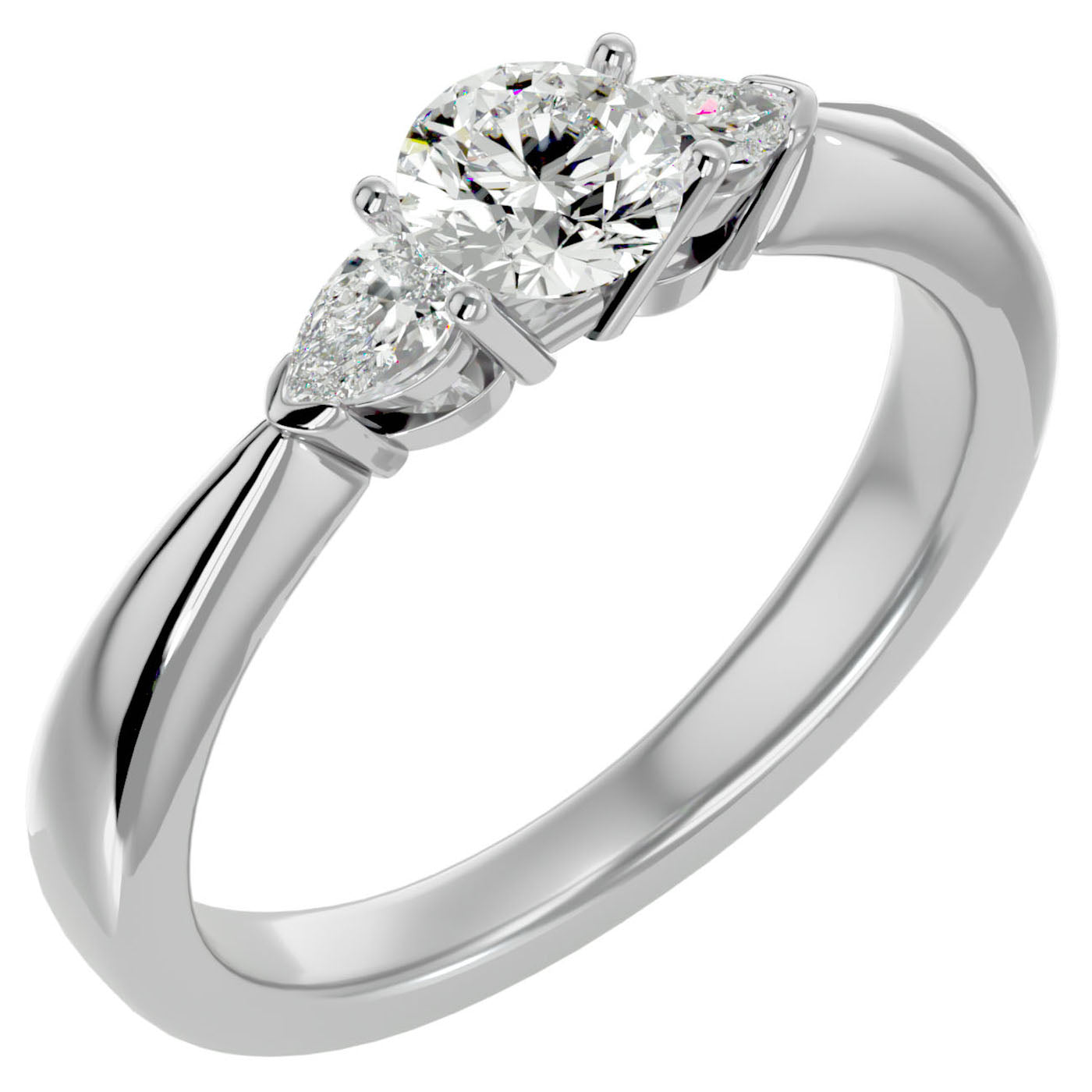 Inel de Logodnă Élise cu Trei Moissanite de 0.75 ct din Platina - Castelo.ro