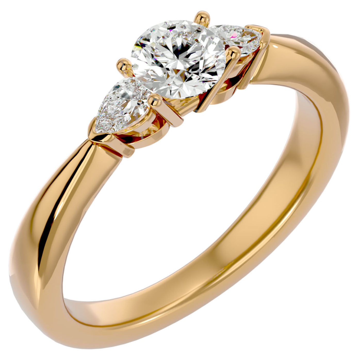Inel de Logodnă Élise cu Trei Moissanite de 0.75 ct din 18k Aur Galben - Castelo.ro